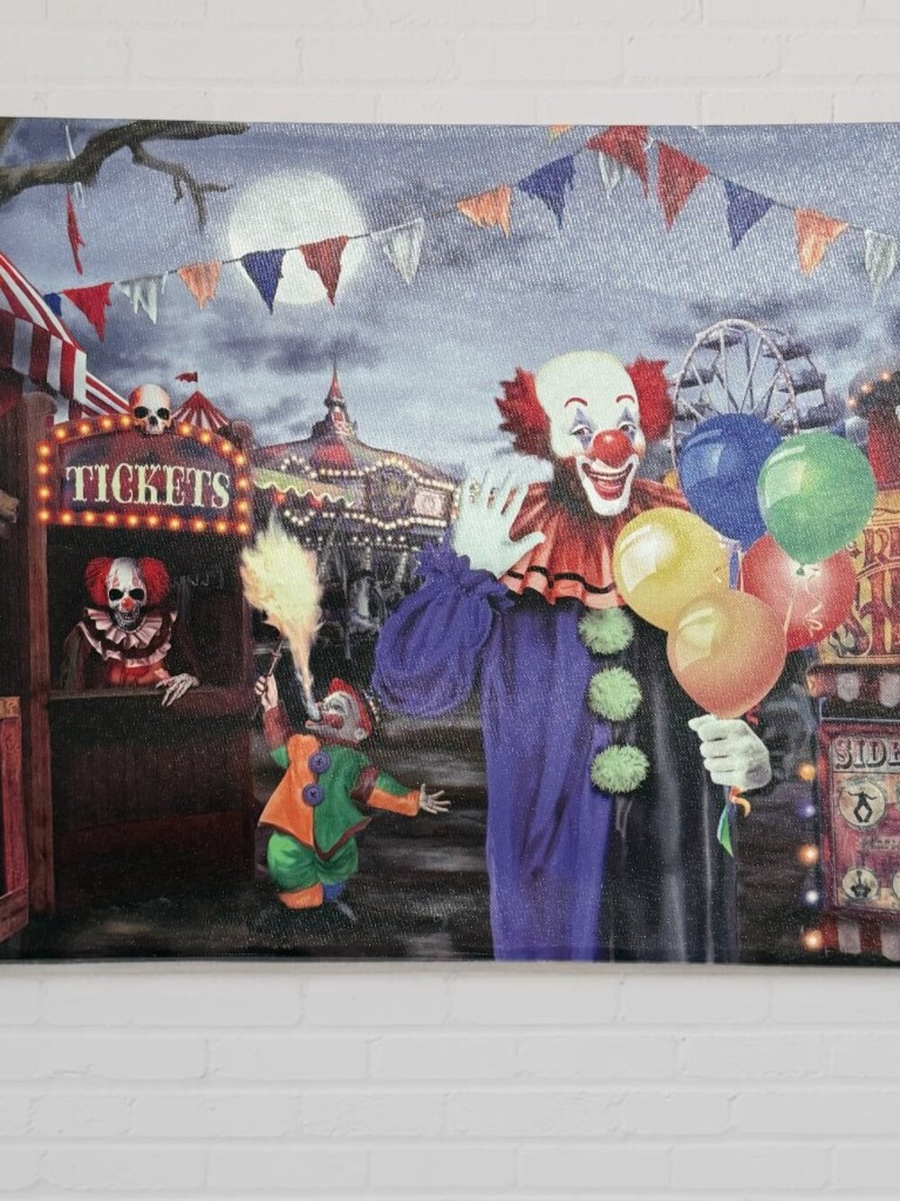 Halloween Clown Circus Picture with Lights & Sounds Giggles Intl. Spooky Art